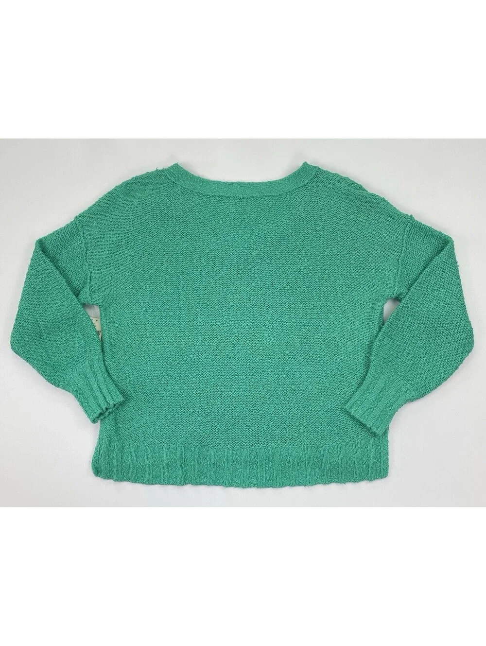 NWT Anthropologie Pilcro Green V Neck Sweater Womens S Slouchy Textured Knit